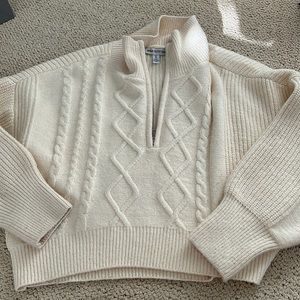 Knit Cropped Half Zip Sweater